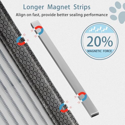 Chagol heavy duty mesh pet door cover showing adjustable straps