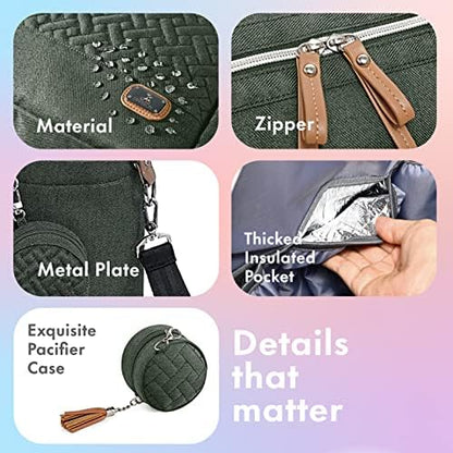Dikaslon diaper bag with included changing pad and pacifier case