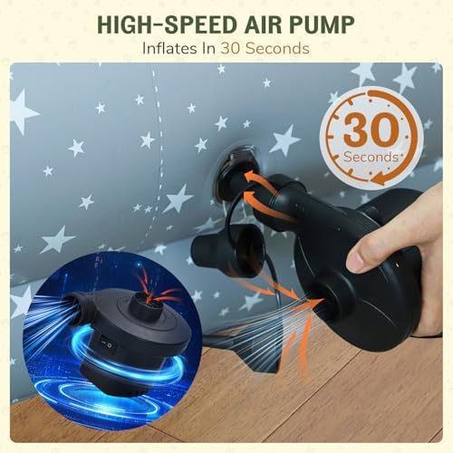 Portable kids air mattress with integrated mesh mosquito net for outdoor camping protection