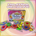 Modular stacking pieces of Ipidipi Spineez tops