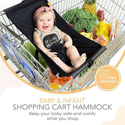 Infant carrier hammock for grocery carts supporting an infant car seat securely