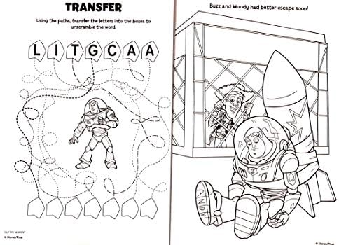 Bendon Pixar Toy Story activity book showing thick premium paper quality and detailed puzzle pages