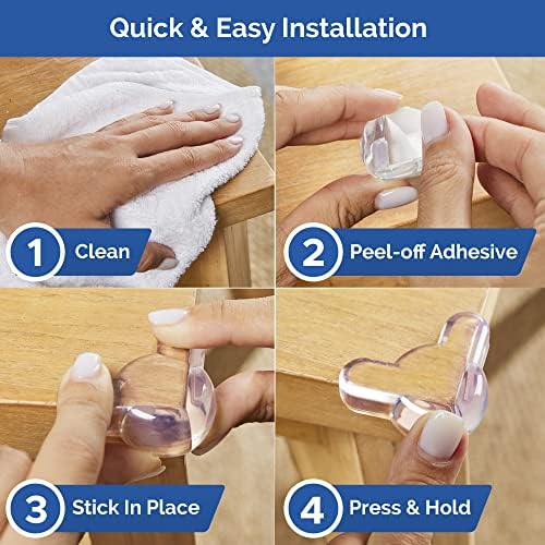 Child proofing table corners with transparent Wappa Baby guards