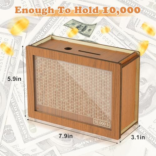 CVLDM brown wooden money bank for adults highlighting the flat pack design before easy assembly.