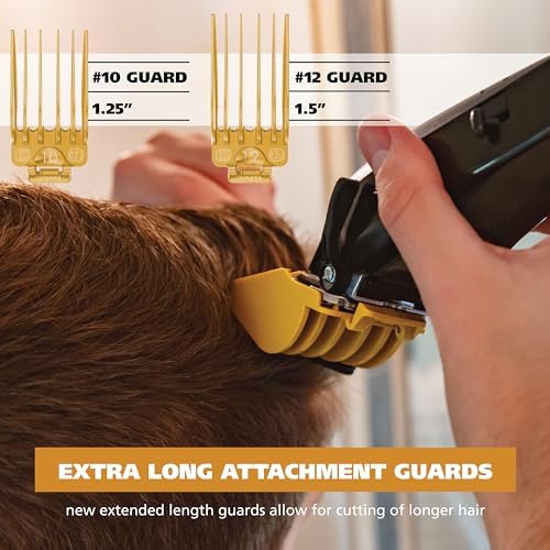 Close up view of the number twelve yellow hair clipper guard showing the premium plastic build quality