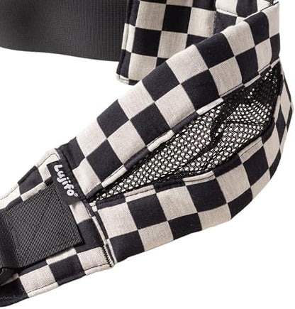 Close up of the breathable premium cotton blend fabric texture on the baby sling carrier