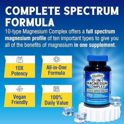 Vitalibre chelated magnesium capsules displayed next to the bottle highlighting non GMO and vegan attributes