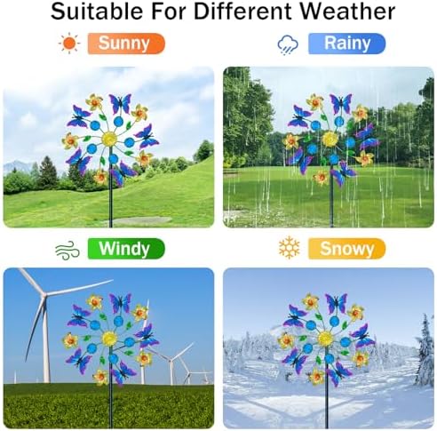 Garden lawn view featuring butterfly wind spinner home decor