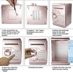 HUSAN rose gold electronic savings bank packaging box showing side specifications