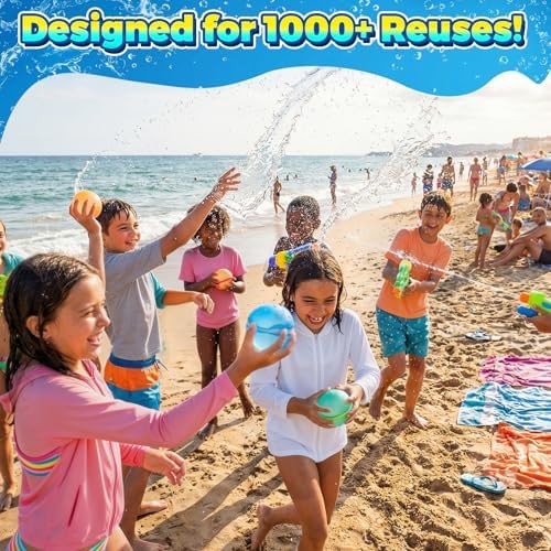 Soft silicone refillable water balloons opening gently upon impact.