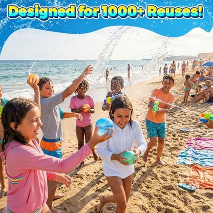 Soft silicone refillable water balloons opening gently upon impact.