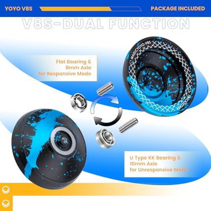 Side profile view of the V8s dual purpose aluminum yoyo