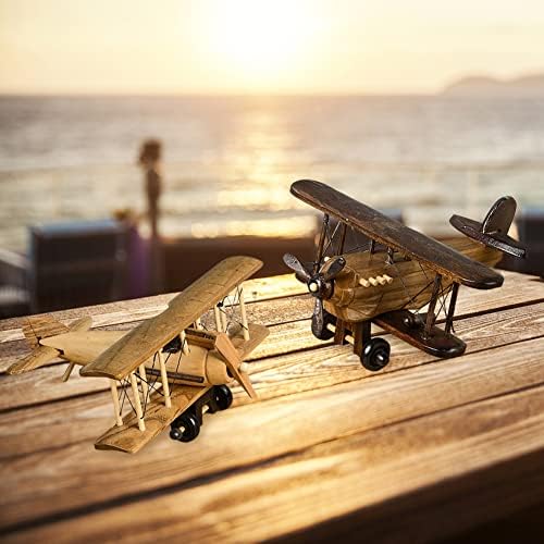 Mersuii retro wooden airplane pendant hanging as a ceiling mobile decoration.