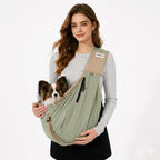 HÃ¶nPom olive green dog sling carrier front view for small pets