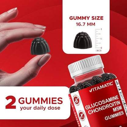 Vitamatic Glucosamine Chondroitin Gummies with MSM & Vitamin E – Joint Support Formula – 60 Pectin-Based Vegan Gummies - Image 4