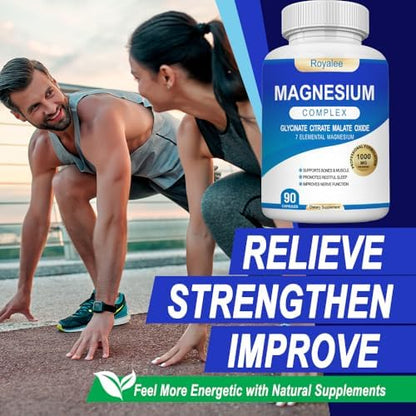 Royalee magnesium complex packaging 90 capsules