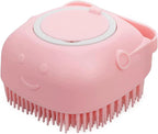 Lszuoy blue pet shampoo dispenser brush being used for puppy and cat washing.