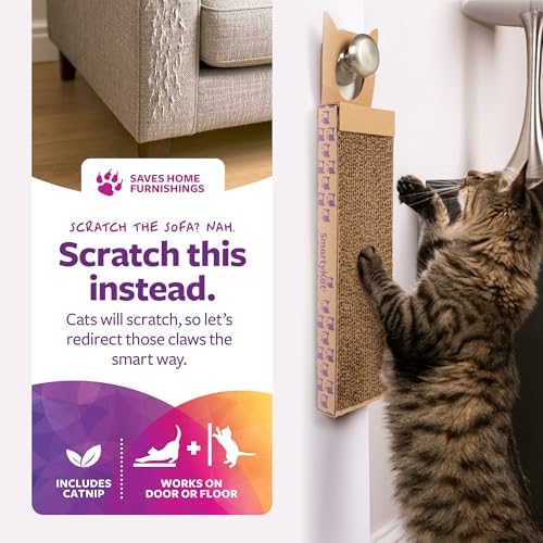 Cat scratcher placed flat on the floor demonstrating dual placement