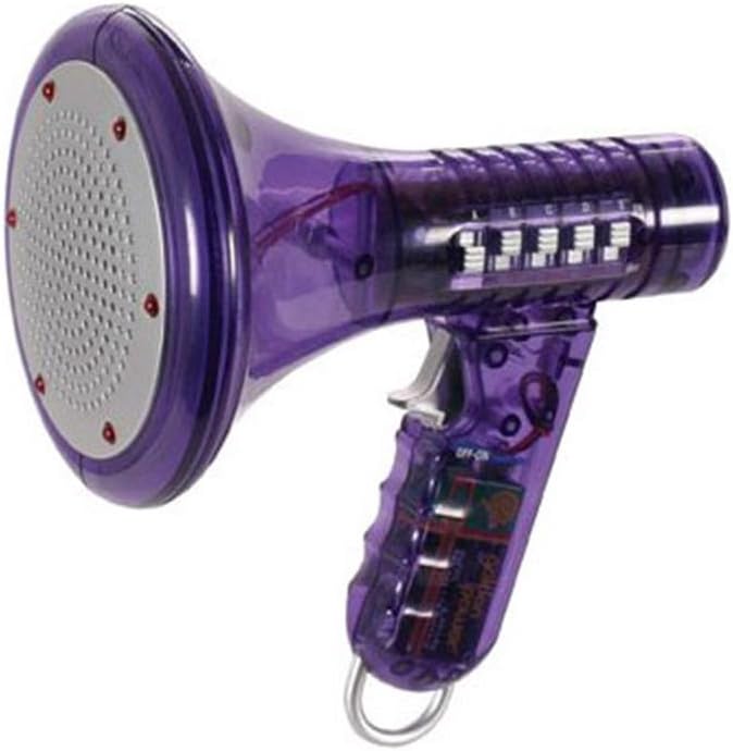 Toysmith Tech Gear Multi Voice Changer front view showing purple transparent body and silver speaker grille