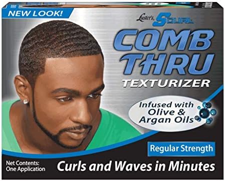 Luster's S Curl blue and black texturizing kit box contents and applications details