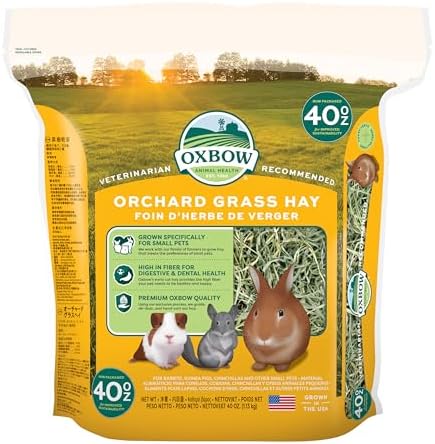 Oxbow natural long strand orchard grass hay for rabbits and guinea pigs side view