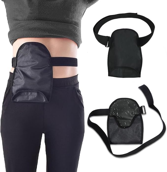 Generic waterproof ostomy bag cover front view in black