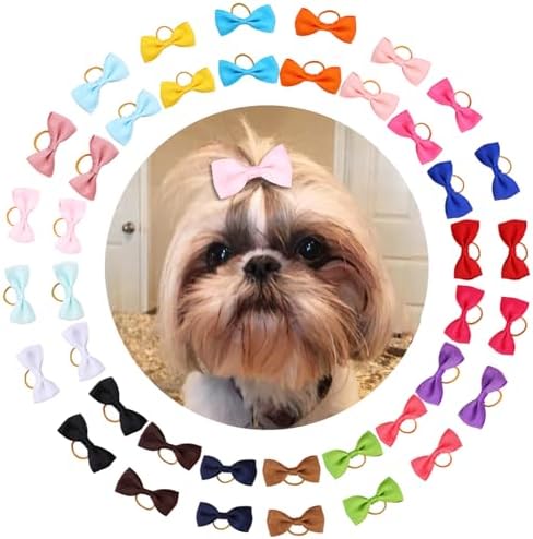 Colorful grosgrain ribbon bows for small dogs