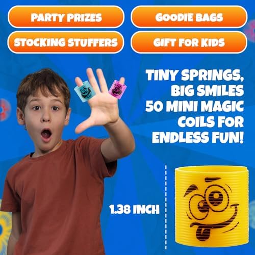 Bedwina mini coil springs arranged neatly as kids birthday party favor goodie bag filler options.