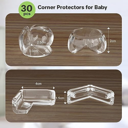Soft PVC furniture edge guards for childproofing glass and wood surfaces
