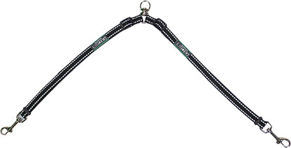Caldwell's Pet Supply Co. black reflective twin dog splitter accessory package view.