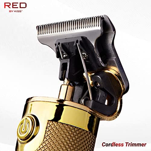 Red by Kiss cordless trimmer grooming kit with three blade guards and USB cable