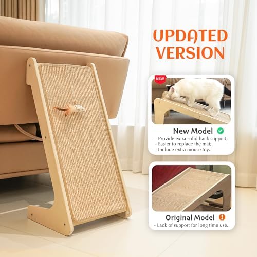 Premium natural sisal cat scratching pad with included catnip package for indoor pets.