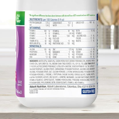 Similac Alimentum liquid baby formula nutrition facts and ingredient list side label