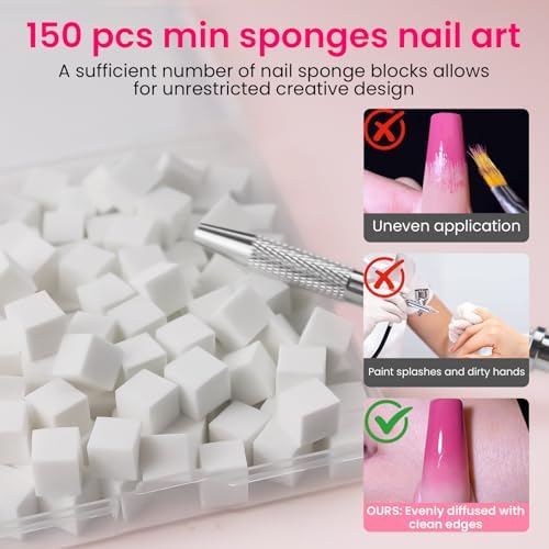 Stack of 150 white replacement sponges for ombre nail art