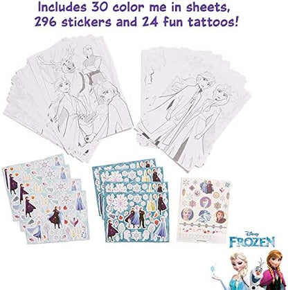 Back view of the Innovative Designs metal carrying tin featuring Olaf and Sven illustrations.