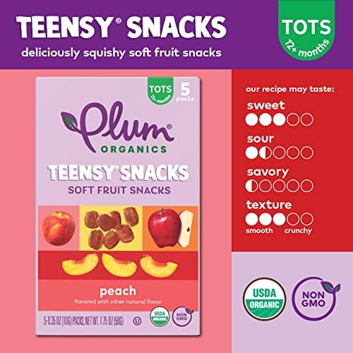 Plum Organics organic toddler food soft fruit bites packaging display for healthy children snacks