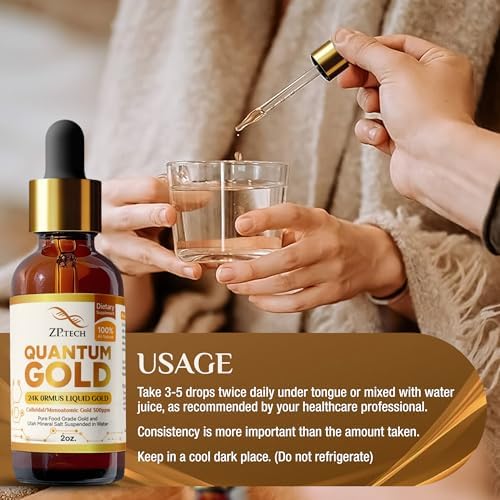 Zp Tech Quantum Gold liquid supplement ready for daily wellness
