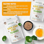 Close up of an individually wrapped Ethnospot Kava Root tea bag showing the premium packaging quality