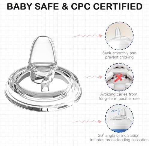 Close up look of food grade silicone trainer cup spouts for six months infants
