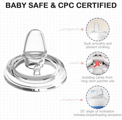 Close up look of food grade silicone trainer cup spouts for six months infants