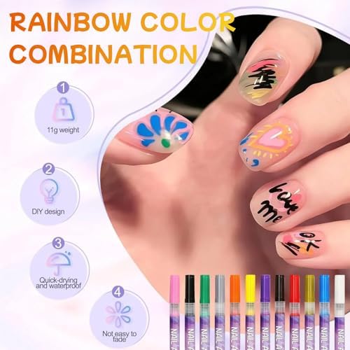 Fodeuxp nail art markers used for detailed DIY manicure designs.