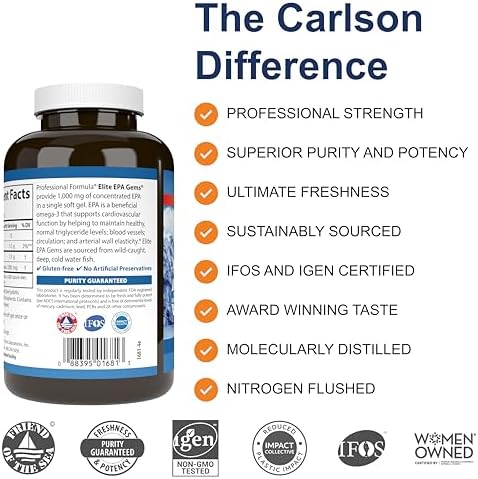 Carlson Elite EPA Gems supplement facts nutritional label and ingredients panel