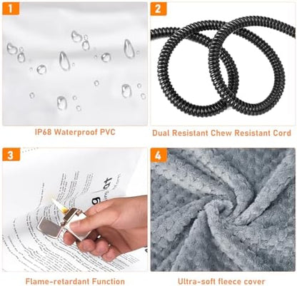 INVENHO Heated Cat Bed, Waterproof Adjustable Temperature Dog Cat Heating Pad with Timer, Indoor Pet Heating Pad for Cats Dogs Electric Pads for Dogs Cats, Pet Heated Pad (S: 18" x 16") - Image 8