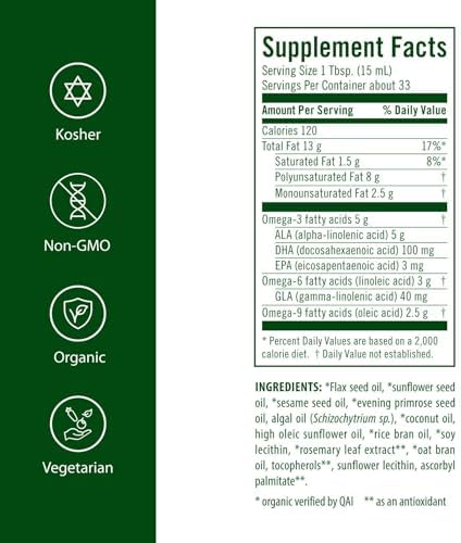 Flora Udo's Choice Omega 3 6 9 Oil Blend nutrition label details