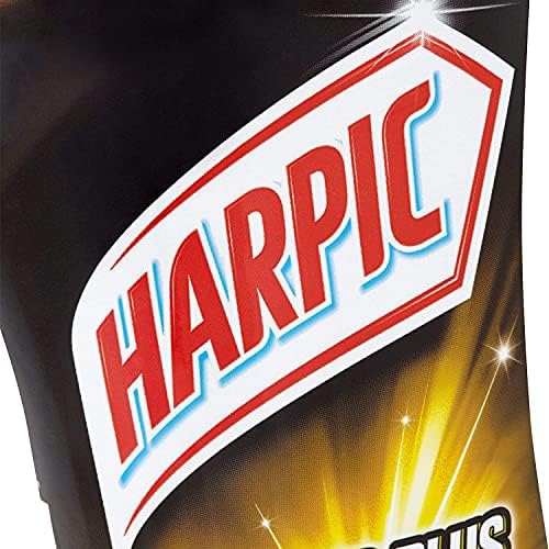 Angled neck design of the Harpic Power Plus liquid gel bottle showing easy under the rim application