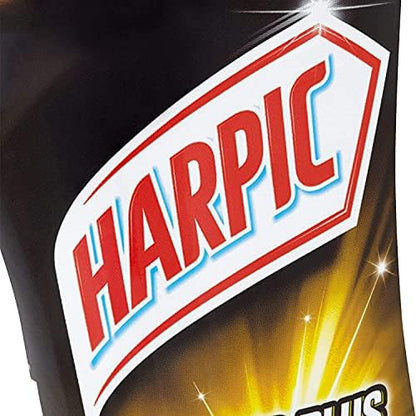 Angled neck design of the Harpic Power Plus liquid gel bottle showing easy under the rim application