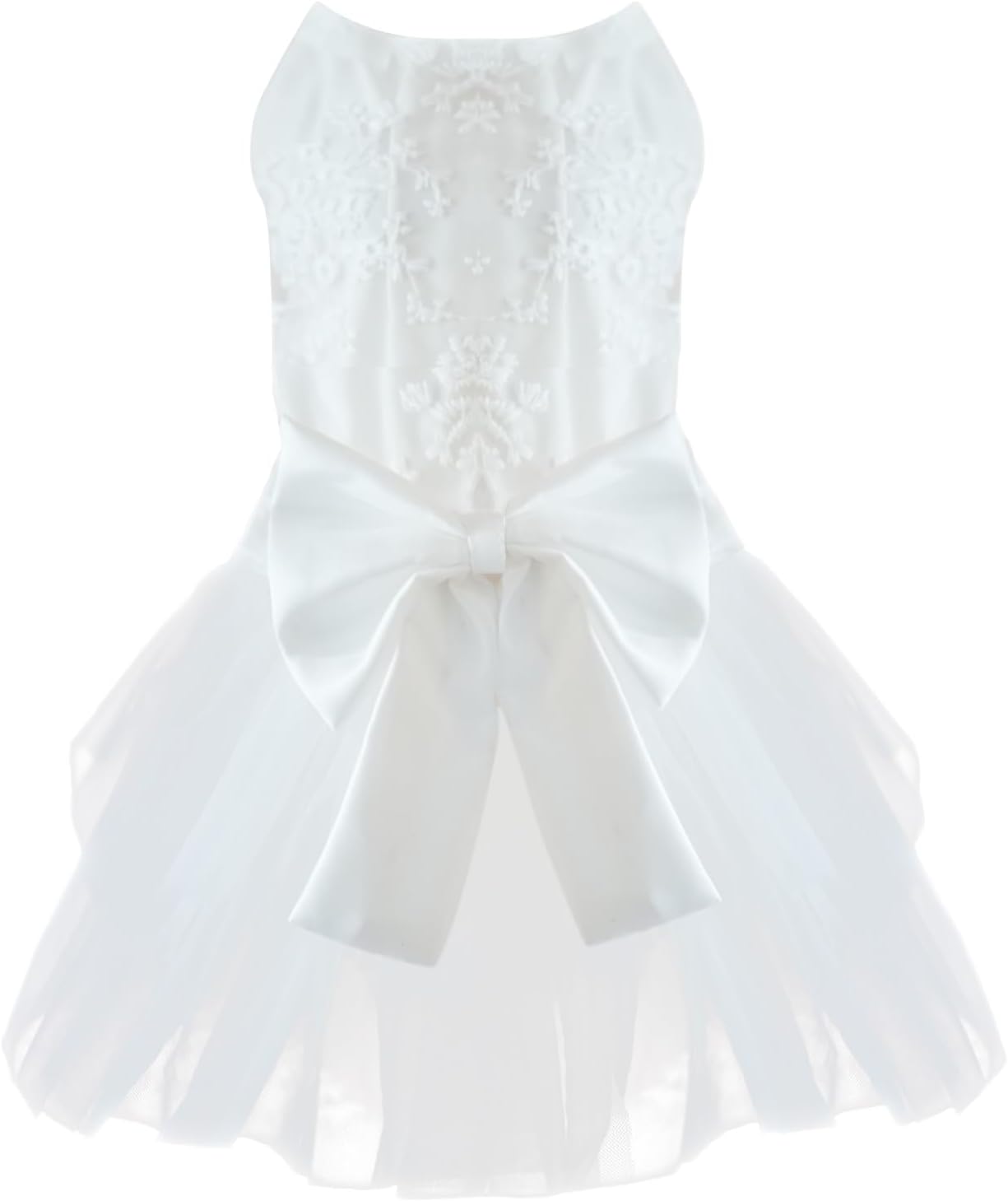 MAMORE dog wedding dress white lace front view princess formal tutu outfit