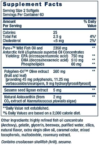 Authentic USA imported fish oil and krill oil softgels with astaxanthin and olive extract