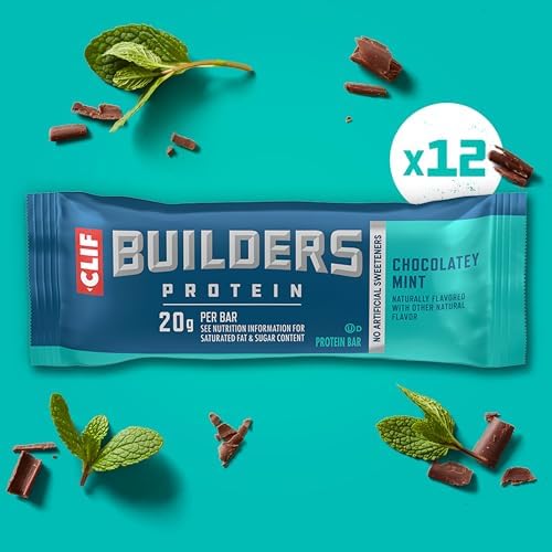 CLIF BUILDERS Protein Bars - Chocolatey Mint - 20g Plant Based Protein - Gluten Free - Non-GMO - Low Glycemic - No Artificial Sweeteners - 2.4 oz. (12 Pack) - Image 6