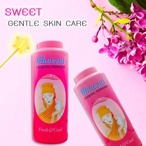 Thai cooling talcum powder for skin irritation and heat rash soothing.